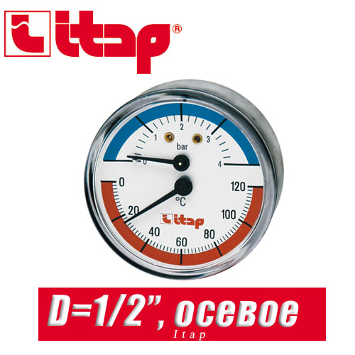 Термоманометр с осевым подключением Itap D1/2"